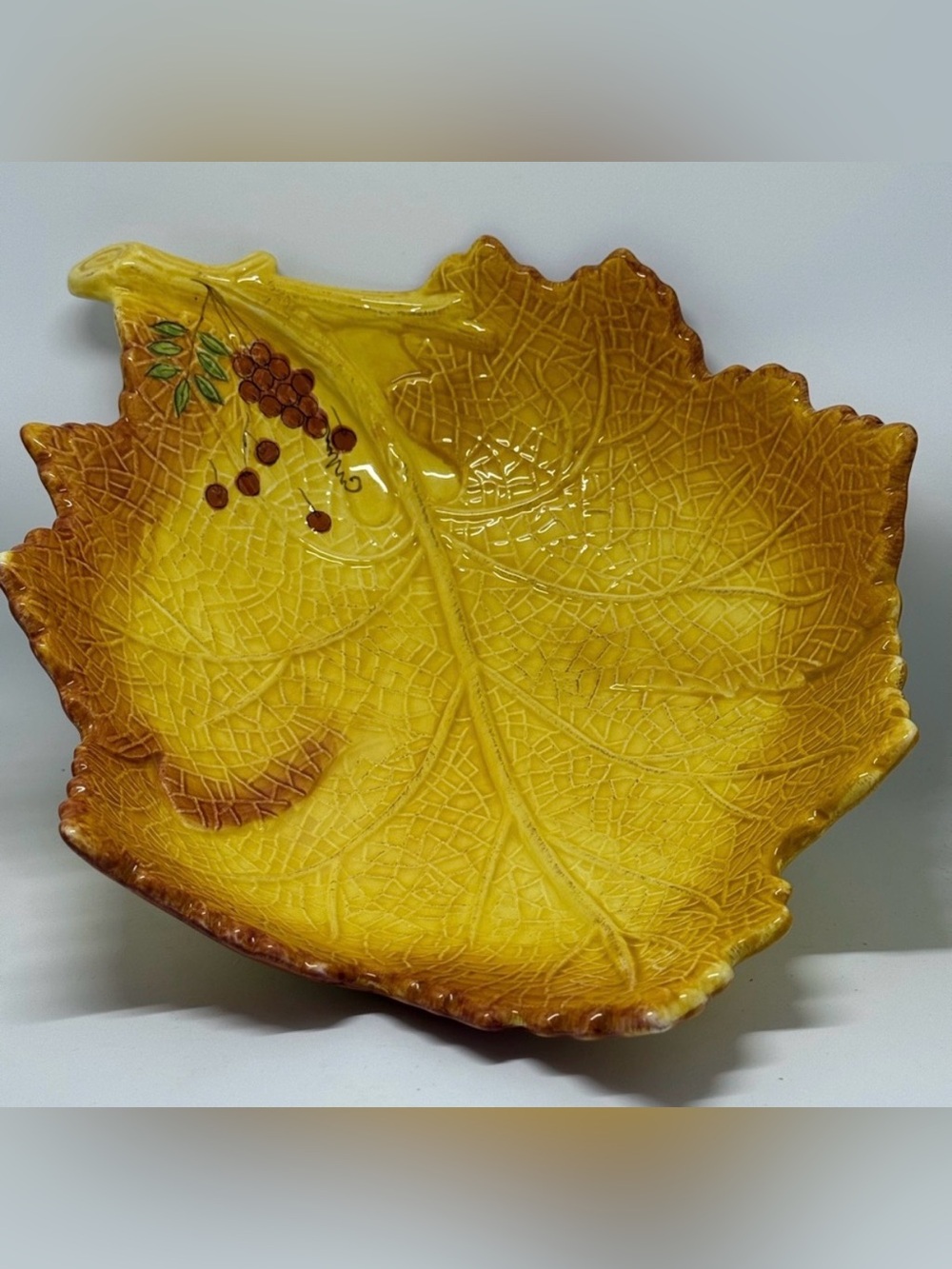 Yellow Leaf-Shaped Decorative Bowl